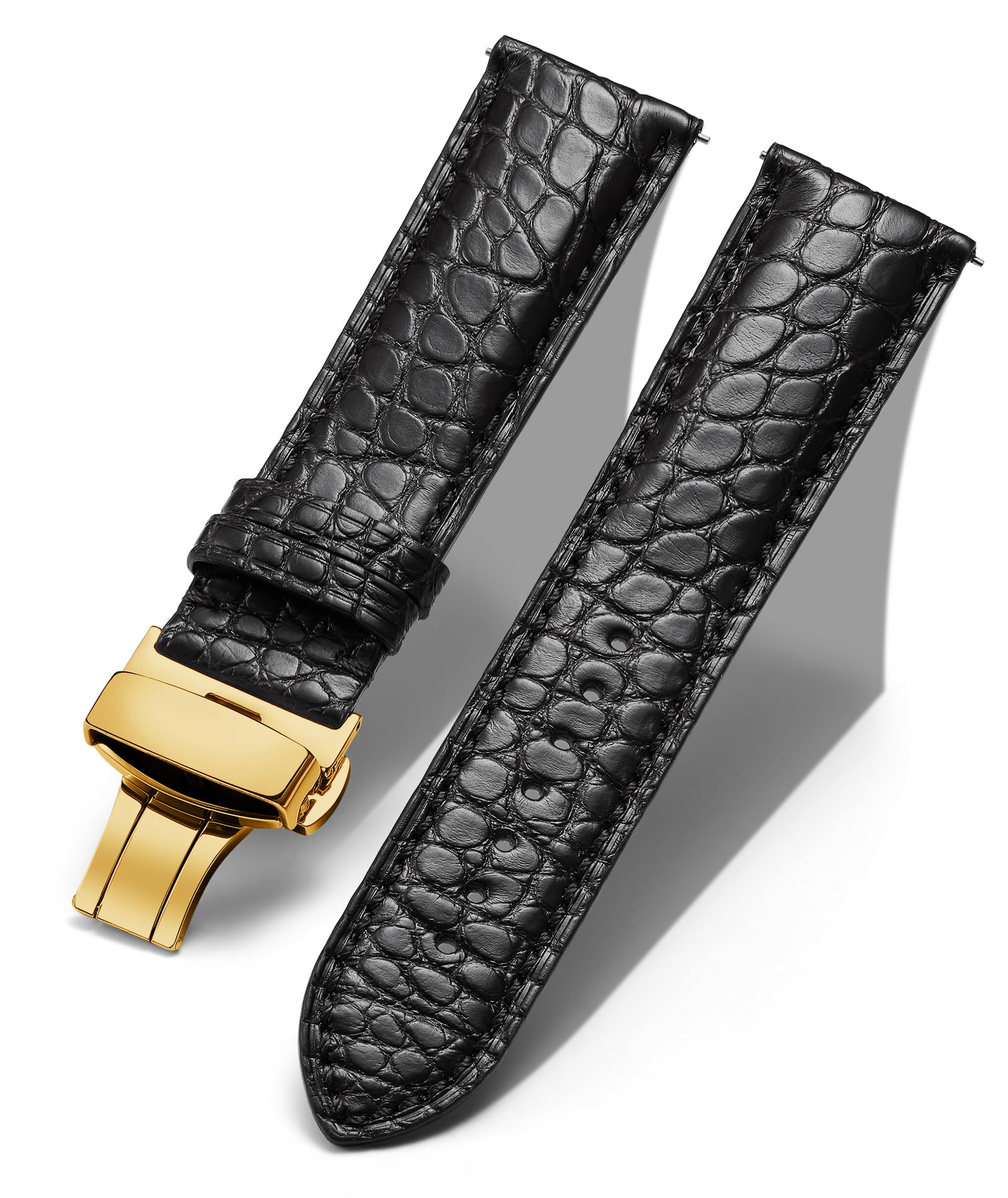 BINLUN Leather Watch Strap Straps Crocodile Leather Embossed for Men Women 18mm 