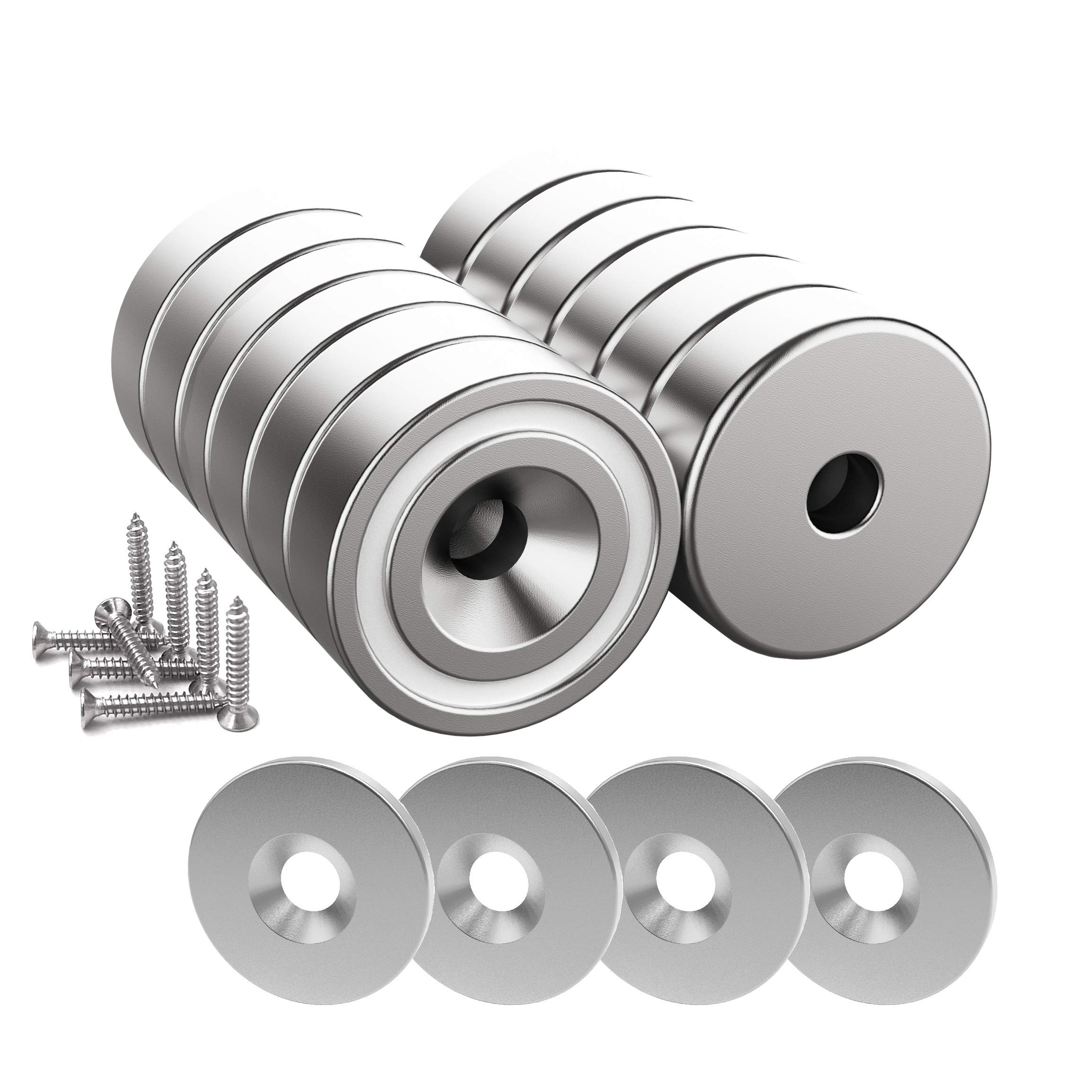 Magnetpro 12 Pieces Magnet 25 LB Force 20 x 7 mm with Countersunk Hole and Steel