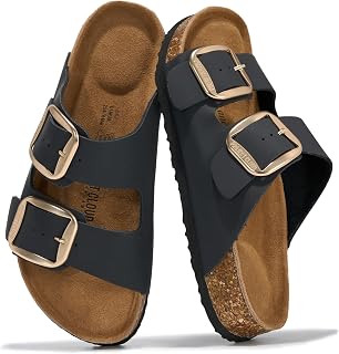 Project Cloud 100% Genuine Leather Cork Footbed Sandals Women Womens Slides