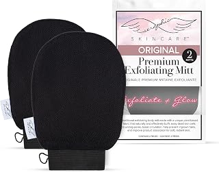 Original Premium Exfoliating Glove for Body 2pc - Body Scrubber Exfoliator | Traditional Body Scrub Glove, Kessa Korean Washcloth for Self-Tan Removal &amp; Keratosis Pilaris, Body Exfoliator - 100% Vegan