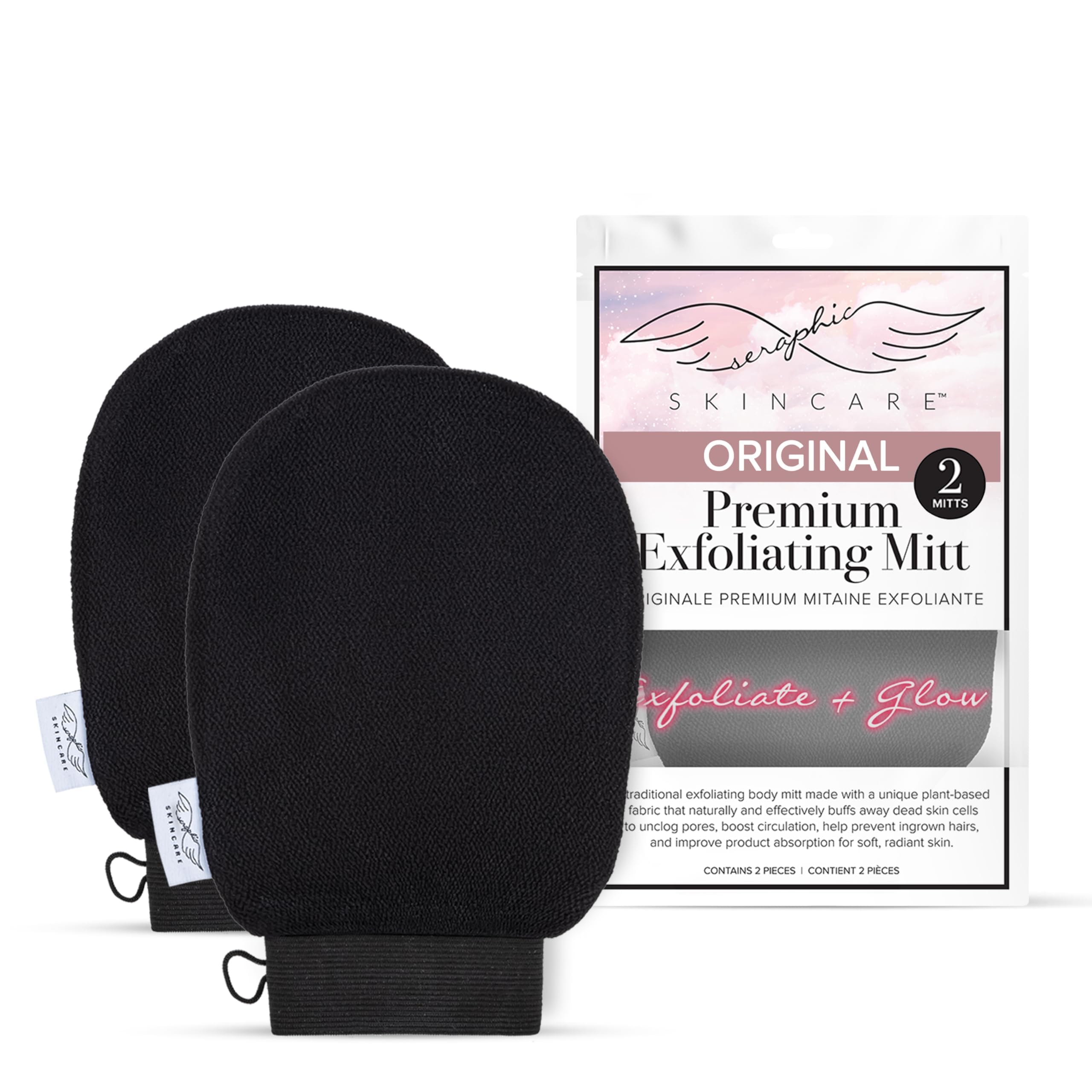 Original Premium Exfoliating Glove for Body 2pc - Body Scrubber Exfoliator | Tra