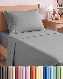 Twin XL Size 3 Piece Sheet Set - Breathable & Cooling - Heathered Grey