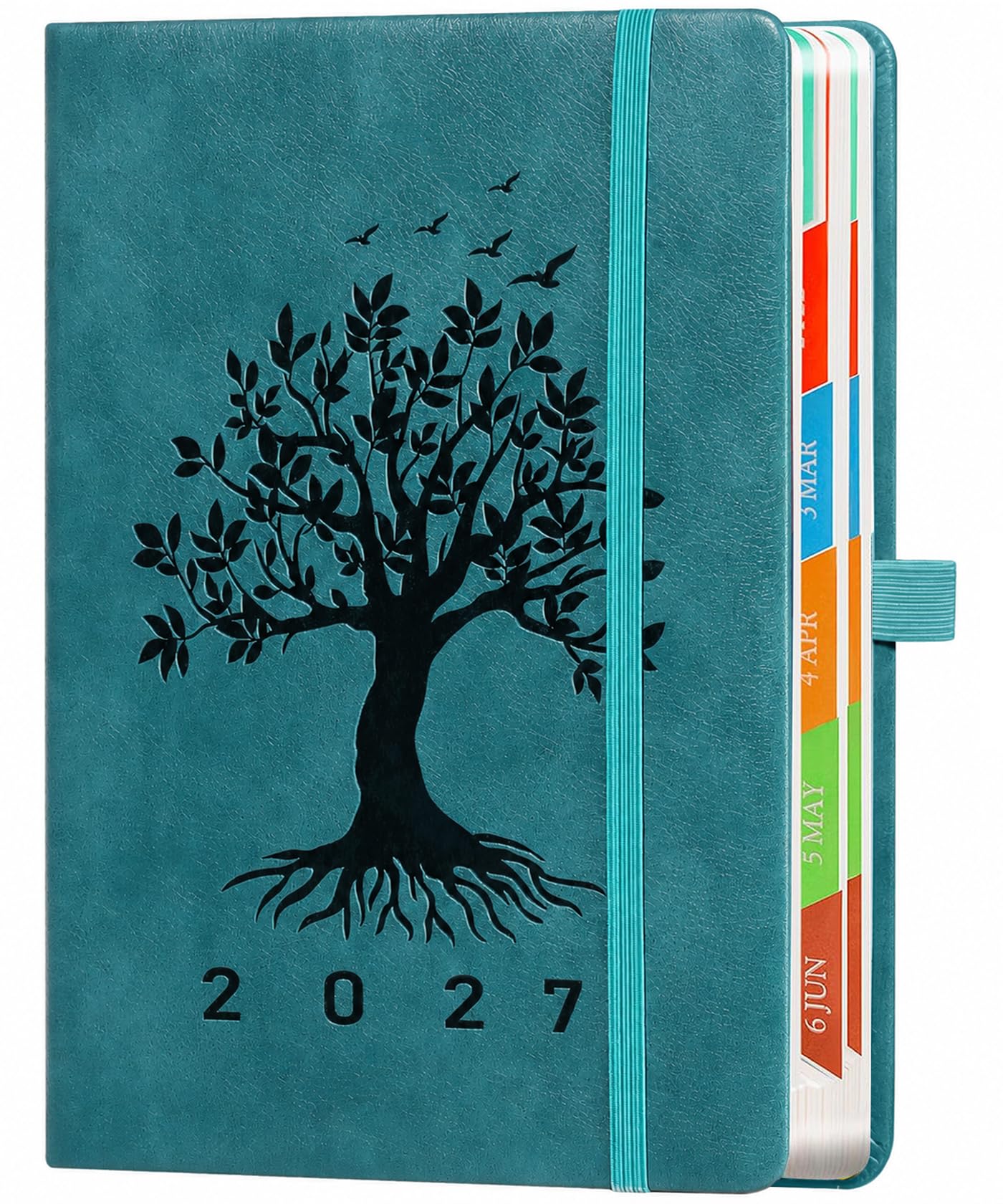 ZXHQ 2027 Diary A5 Page a Day, 400 Pages, 100 GSM Paper, for UK | Embossed Tree 