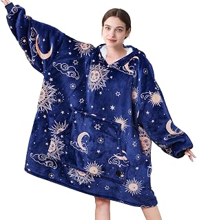 THREE POODLE Blanket Hoodie Oversize Robe Fleece Blanket Women for Children, with Hood, Ultra Soft and Warm, Sweatshirt for Women, Men and Children, Gift