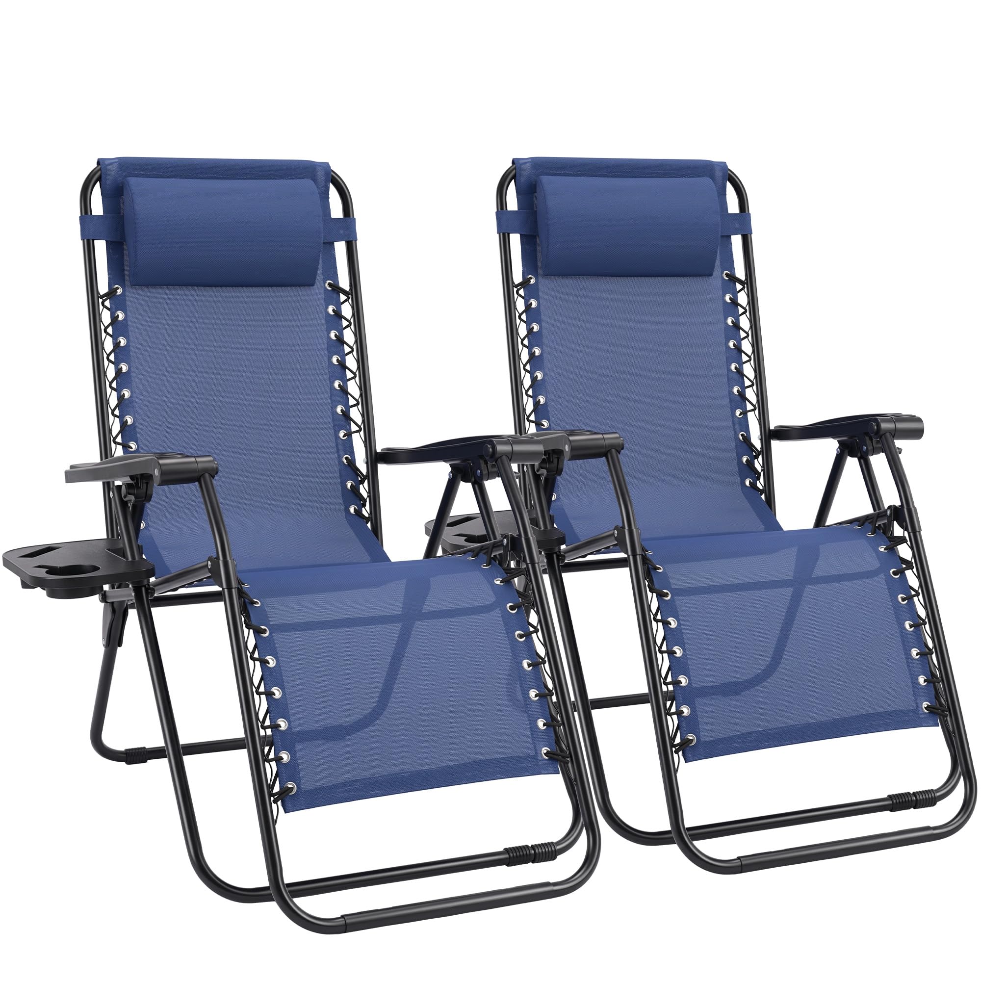 Sweetcrispy Zero Gravity Chairs Set of 2, Outdoor Folding Reclining Lounge Chair
