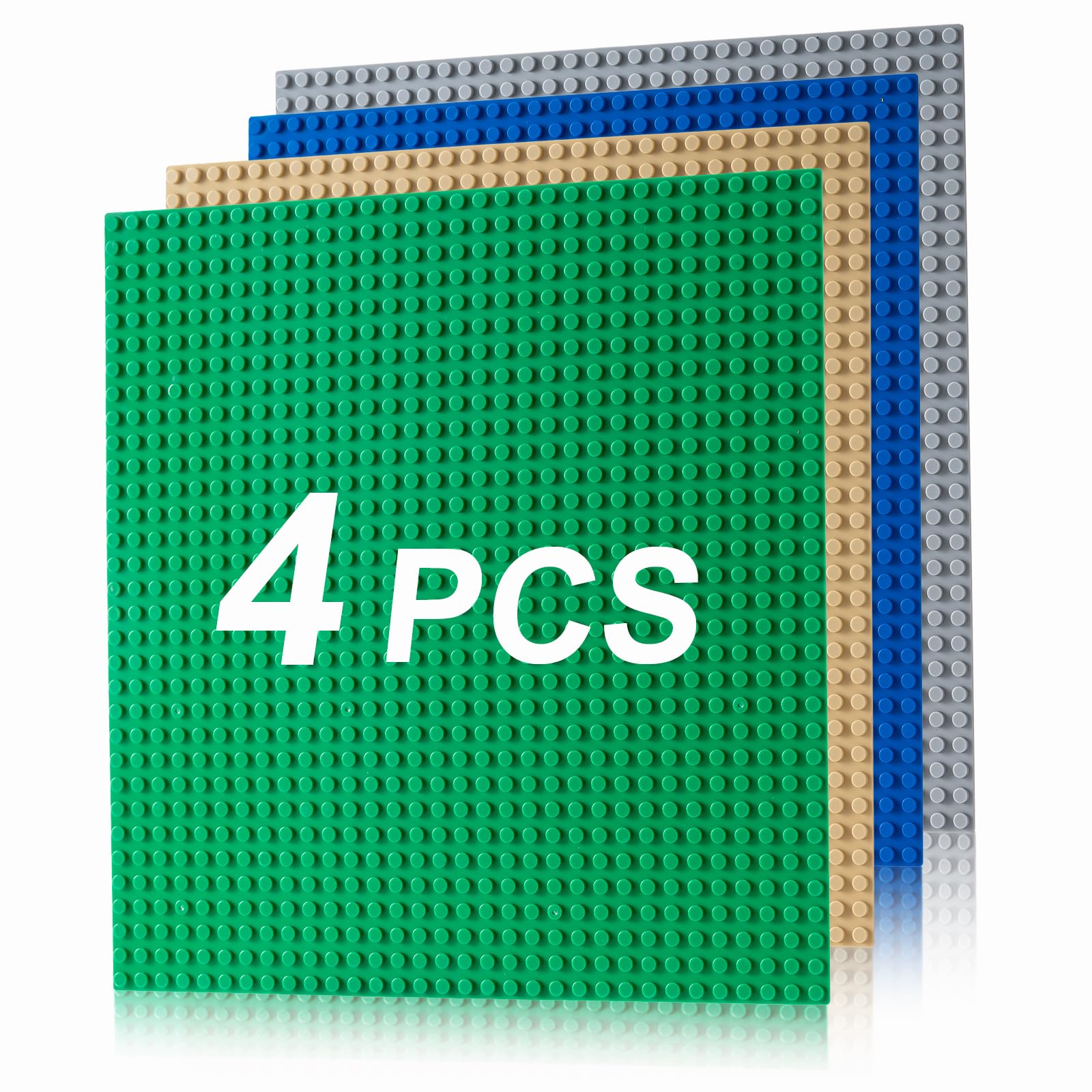 4 Pack Classic Baseplates, Building Plate for Building Bricks, Multicolored | La