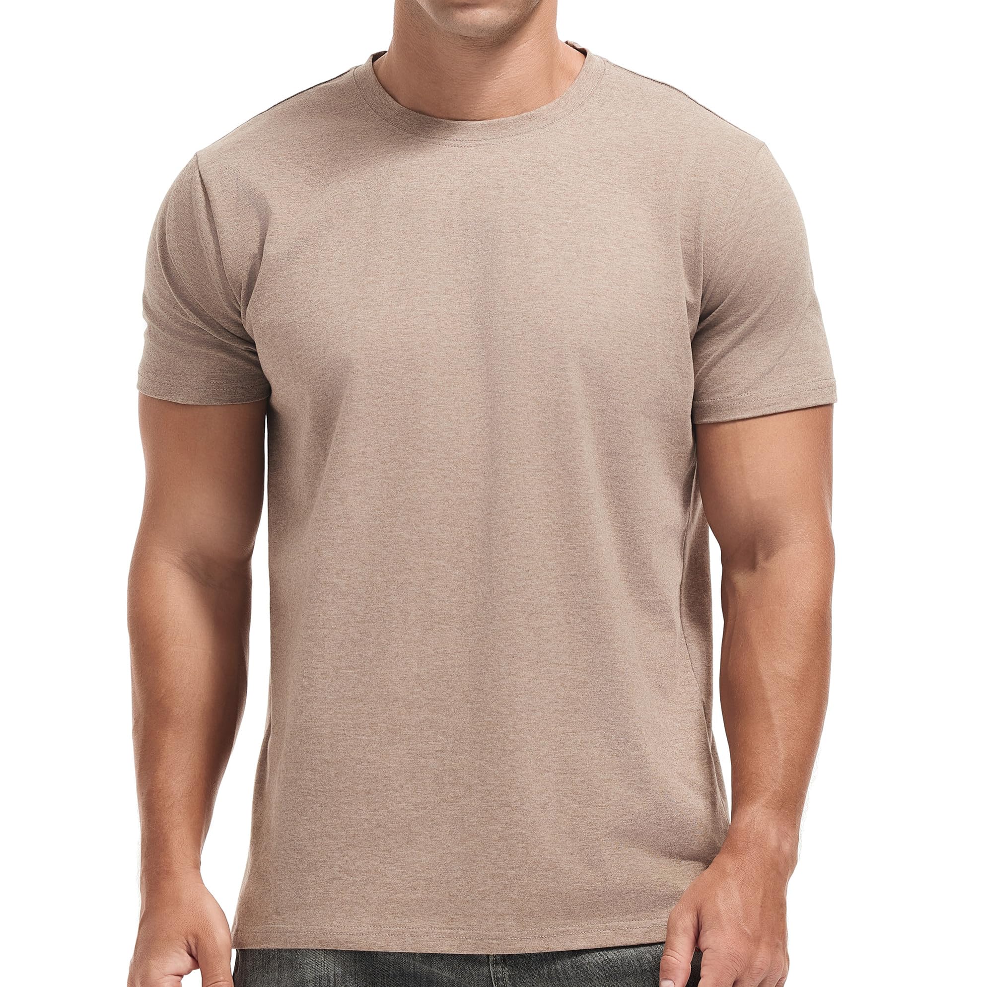 VEIISAR Men's Cotton Stretch T-Shirt, Midweight, Soft & Breathable, for Daily & 