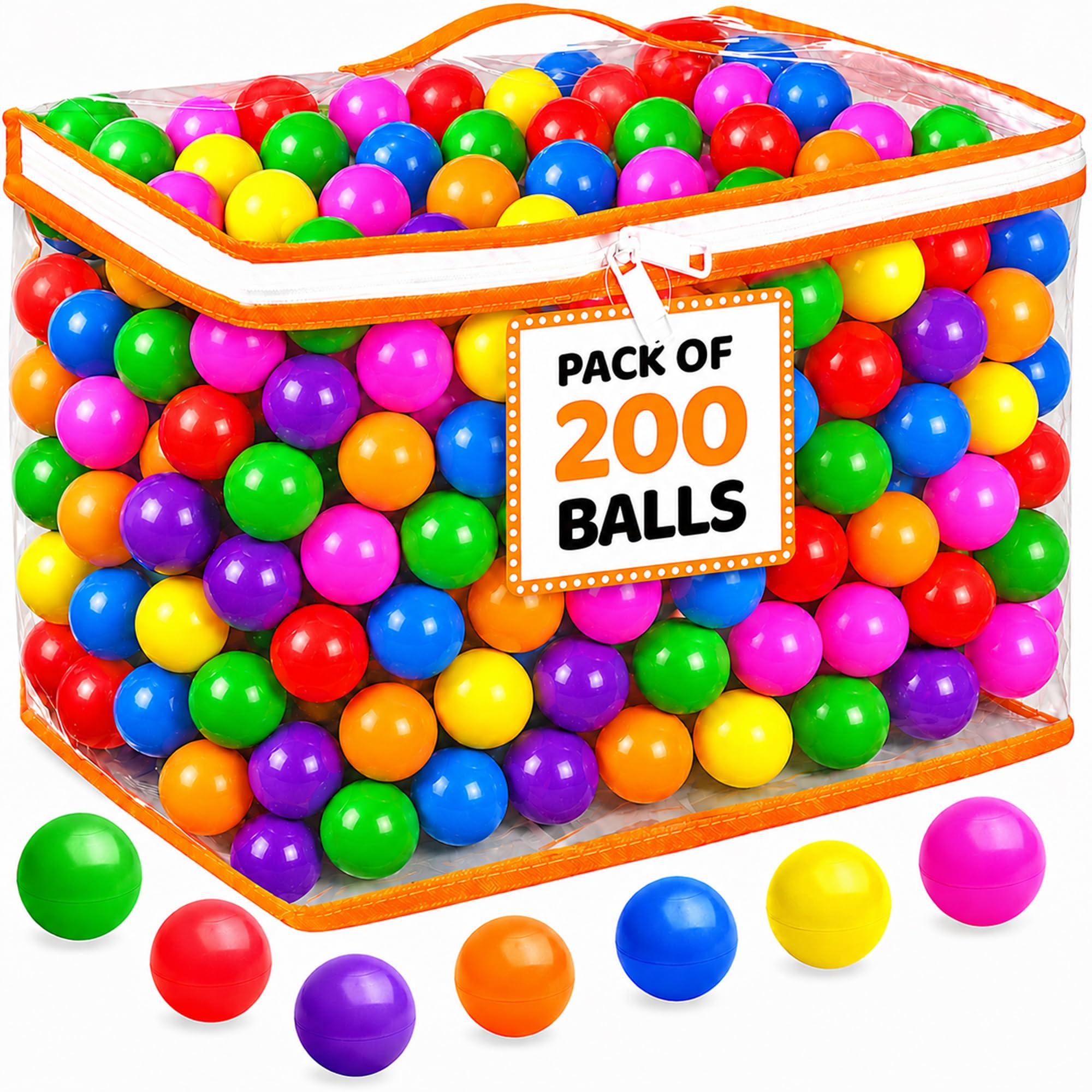 Ball Pit Balls - Toys for Toddlers - Reusable Storage Bag - Bright Colors | Mult