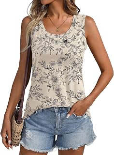 ORANDESIGNE Women Floral Print Tank Tops Sleeveless Round Neck Shirts Summer Casual Flowy Tops Loose Dresses 2025
