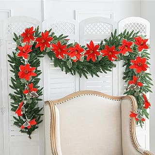 Red Berry Christmas Garland Decor Artificial Holly Leaves Vine,style4
