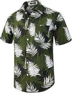 Enlision Men's Hawaiian Shirt Short Sleeve Summer Floral Casual Shirts Hawaiian Print Beach Vacation with Pocket S-4XL