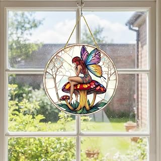 Stained Glass Window Hanging Hummingbird Decor Acrylic Dream Catcher Window Hanging Ornament for Home Wall Art Fairy Multicolor