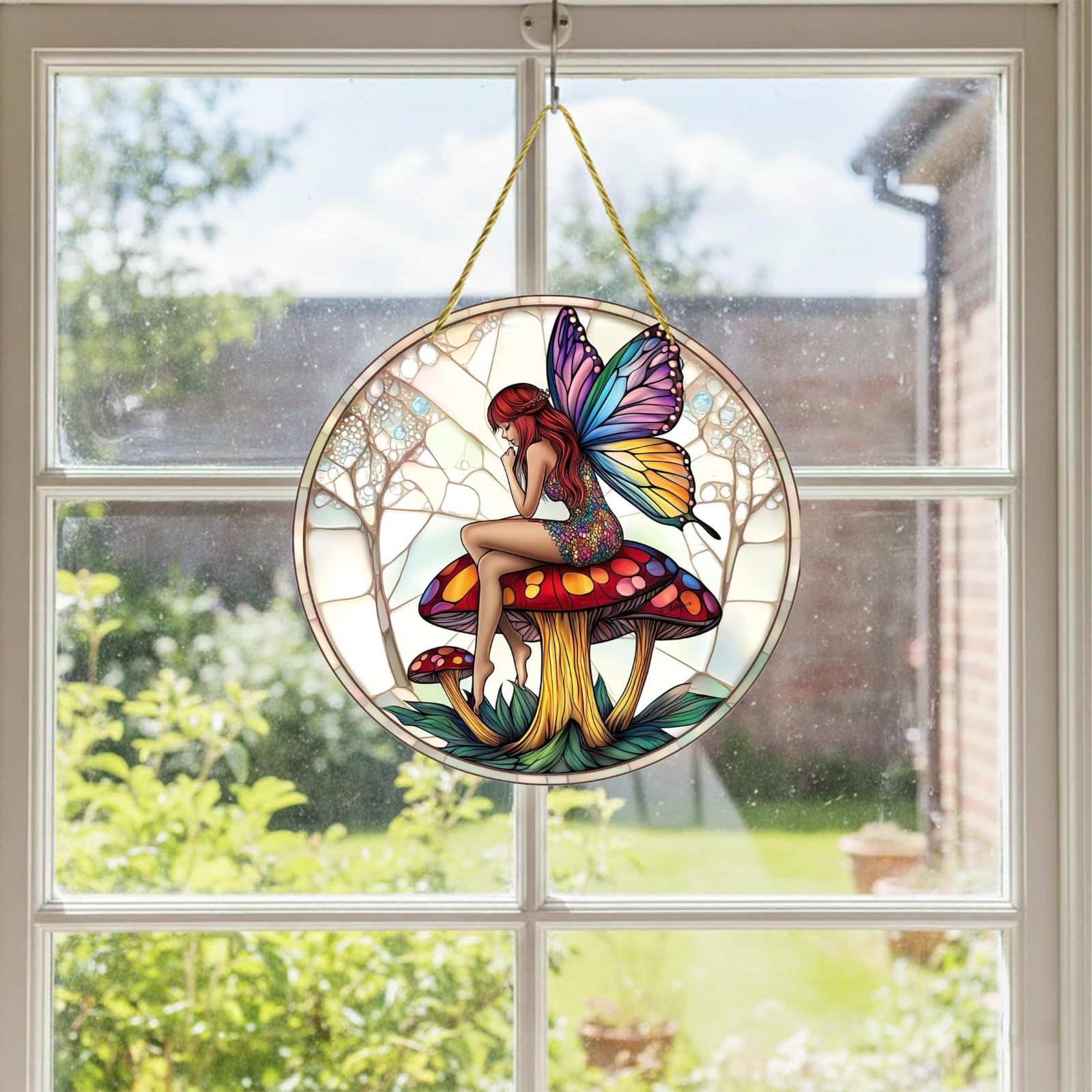 Stained Glass Window Hanging Hummingbird Decor Acrylic Dream Catcher Window Hang