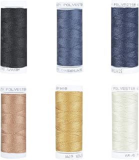 Simthread Heavy Duty Blue Jeans Thread 20 Weight 3-Ply for Denim Sewing | Core-Spun Polyester, 67 Meters 6 Colors Pack for Household Thick Fabric
