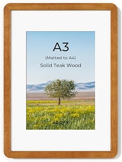 A3 Picture Frame,Solid Teak Wood Photo Frames with HD Tempered Glass