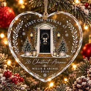 Personalized New Home Ornament 2026, First Christmas Glass Keepsake