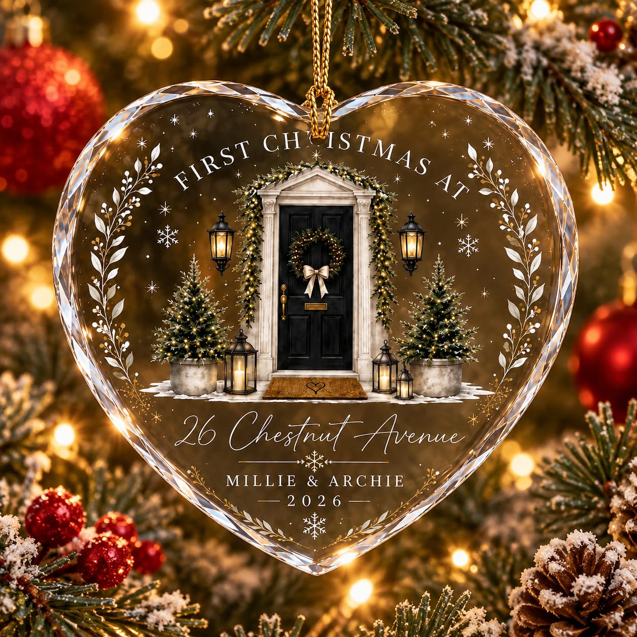 Personalized New Home Ornament 2026, First Christmas Glass Keepsake