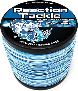 Reaction Tackle Braided Fishing Line, Pro Grade Braid, Fresh and Saltwater | 4 or 8 Strand PE, Zero Stretch, Thin Diameter, Knot Strength, Abrasion Resistant, High Sensitivity, Bass, Walleye, Surf, Ice