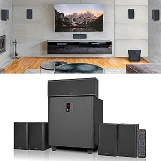 Rockville HTS820 5.1-Channel Bluetooth Home Theater System, 8" Subwoofer | 1500W Peak/375W RMS, USB/SD Inputs, Optical TV Input, Karaoke Mic Inputs, LED Light Effects, 5-Band EQ