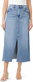 kensie Jeans for Women High Rise Frayed Hem Front Slit Maxi Jean Skirt 36-Inch, Sizes 0-12