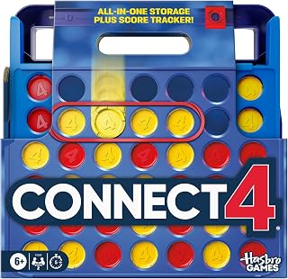 Official Hasbro Games Connect 4 Game (2025 Edition) | All-in-1 Storage, Carrying Case, Score Tracker | Ages 6+ | 2 Players | Family Games for Children - English Version
