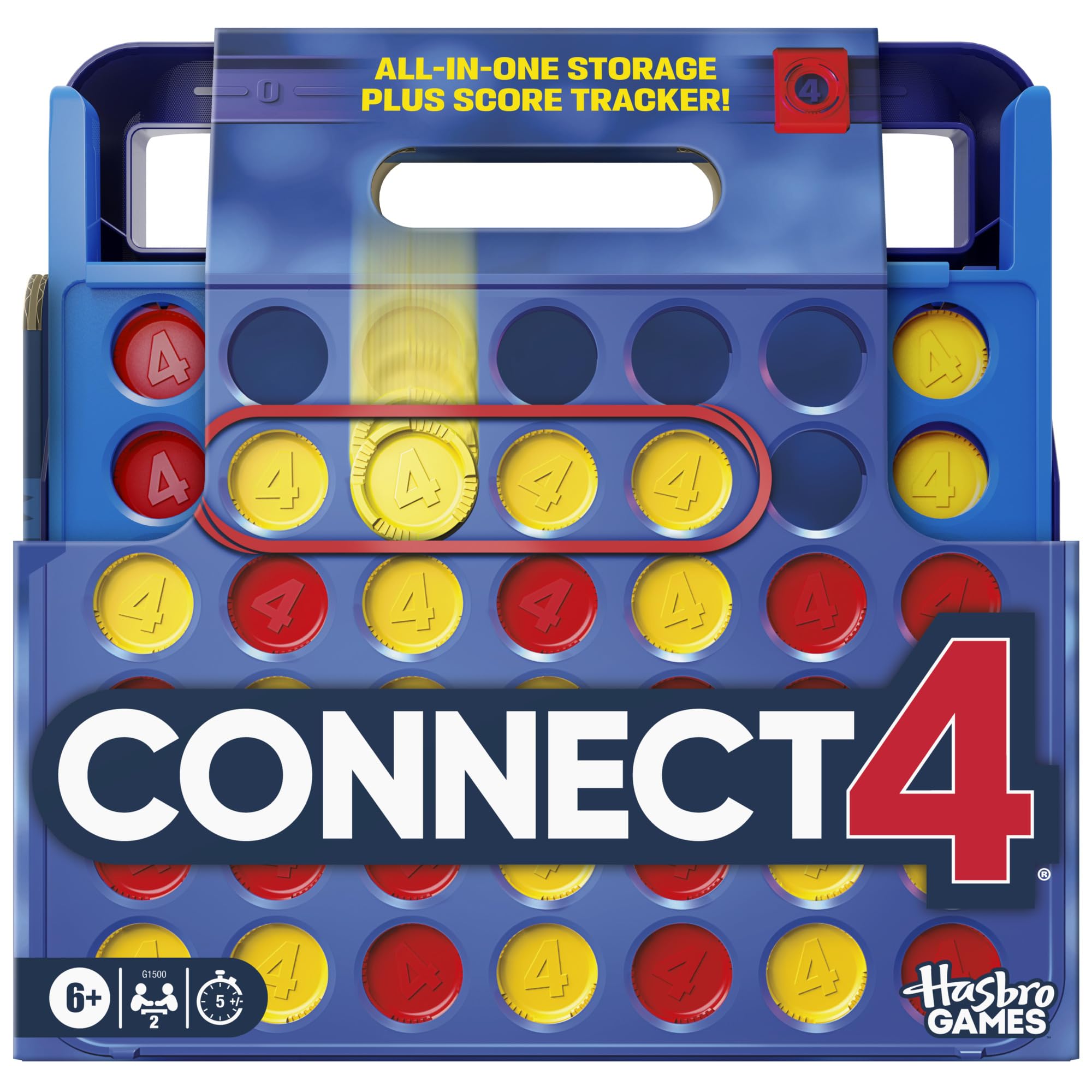 Official Hasbro Games Connect 4 Game (2025 Edition) | All-in-1 Storage, Carrying