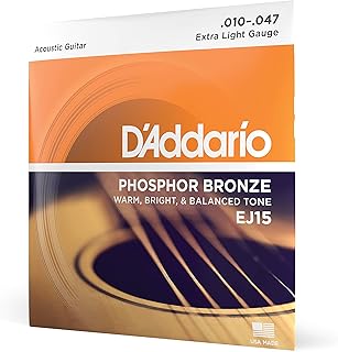 D'Addario EJ15 Phosphor Bronze Acoustic Guitar Strings, Extra Light 10-47