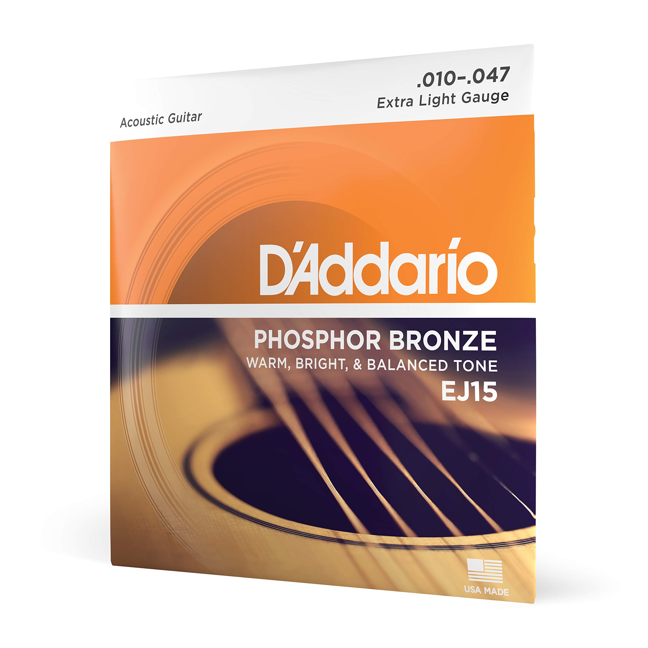 D'Addario EJ15 Phosphor Bronze Acoustic Guitar Strings, Extra Light 10-47