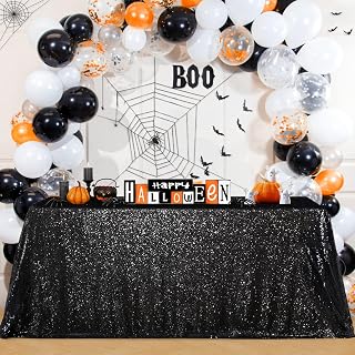 B-COOL Black Sequin Table Overlay 50x50 inch Square Sequin Tablecloth