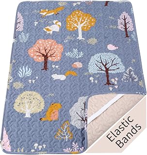 Padded Pack n Play Sheets Breathable Thick Pack and Play Mattress Pad | Quilted 38x26” Playard Sheet Fitted for Graco, Portable Foldable Mini Cribs Mattress Protector, Soft Playpen Mattresses Cover