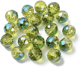 100pcs Olive Green Crystal Glass Beads for Jewelry Making 10mm Round Glass Loose Spacer Beads for DIY Necklace Bracelet Earrings