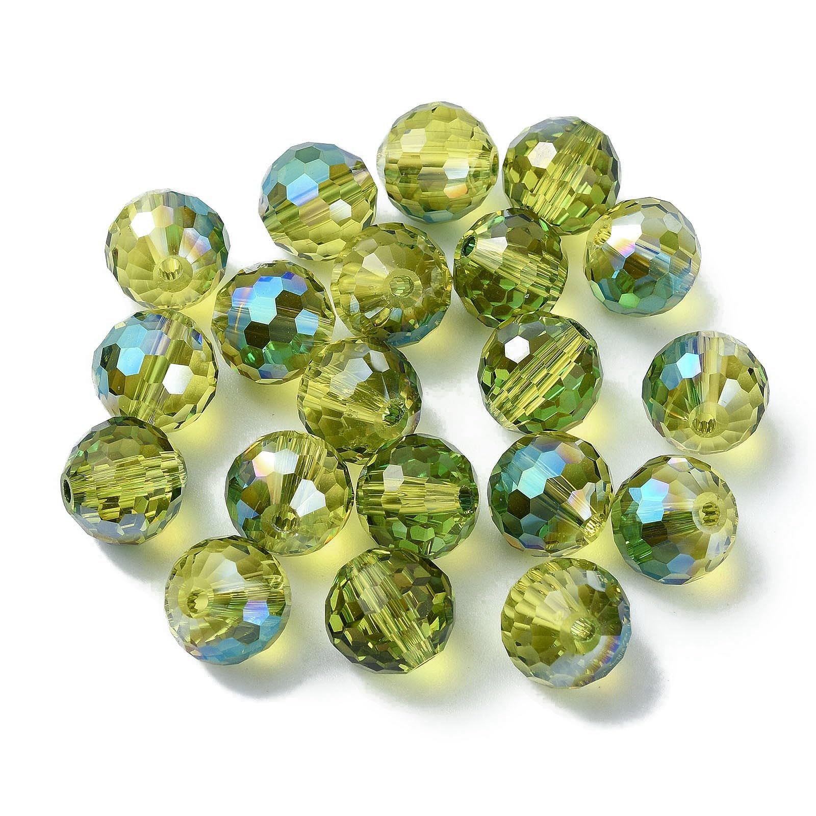 100pcs Olive Green Crystal Glass Beads for Jewelry Making 10mm Round Glass Loose