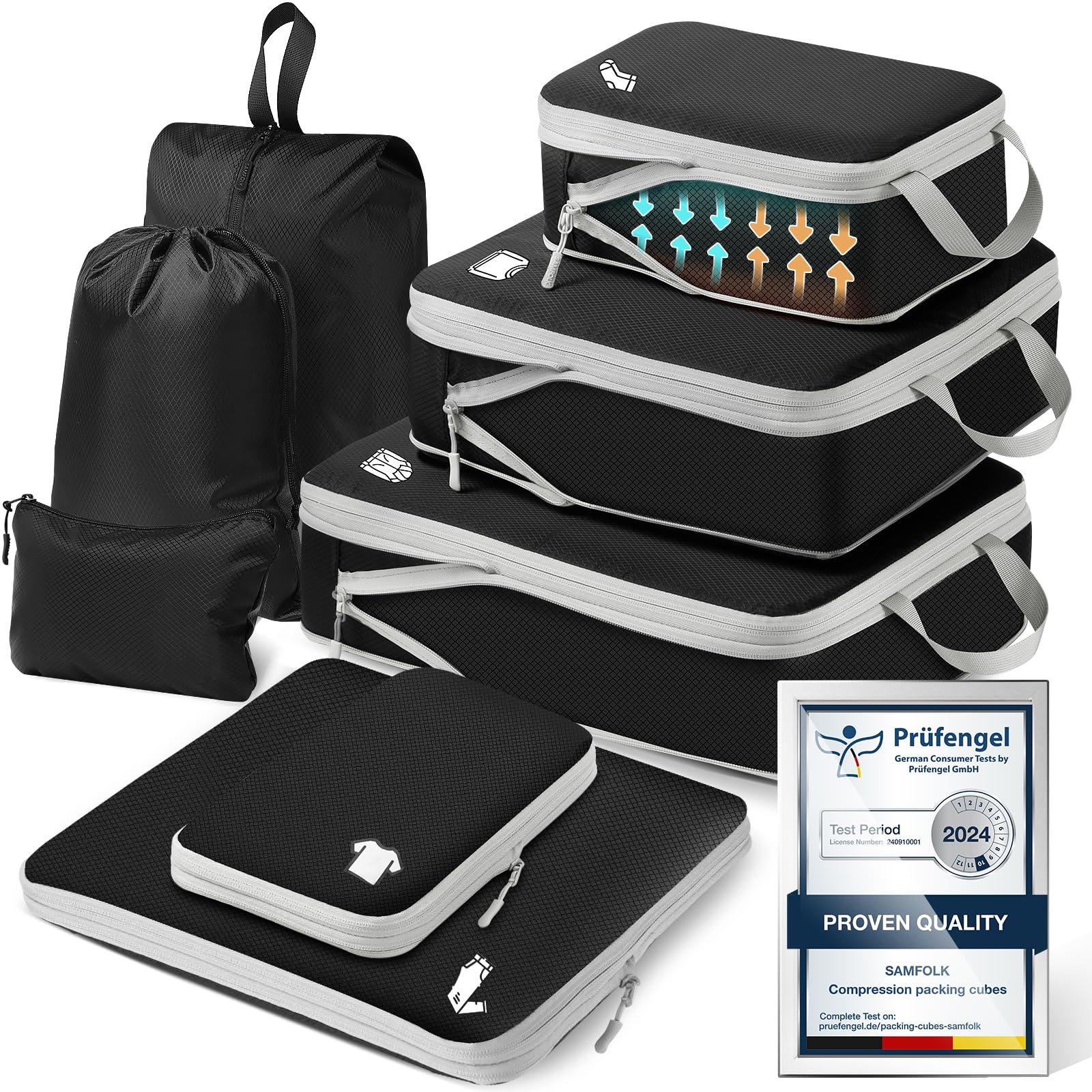 Samfolk Compression Packing Cubes for Suitcases Packing Cubes Compression Set Wa