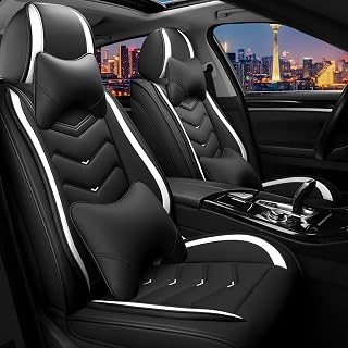 Car Seat Covers for VW Taos 2022-2026, Stylish Sport Seat Cover, Premium Nappa Leather Car Seat Cover. Automobile Seat Covers Sets.(Luxury 2 Seats/Black White)