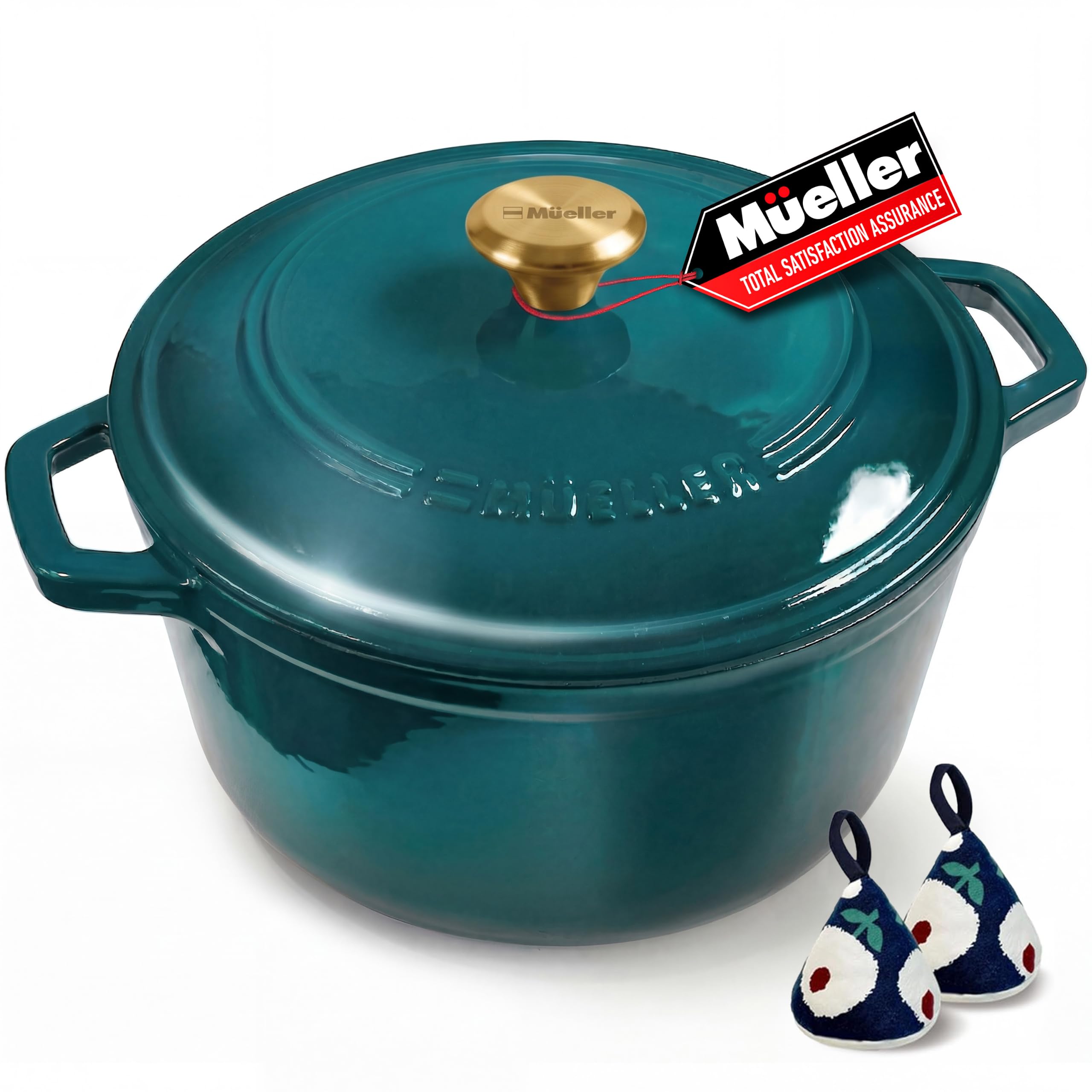 Mueller DuraCast 6 Quart Enameled Cast Iron Dutch Oven Pot with Lid | Sourdough 