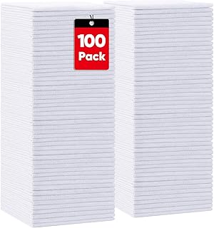 HOMEXCEL 100 Pack White Microfibre Cleaning Cloths Towels, 29x29 cm
