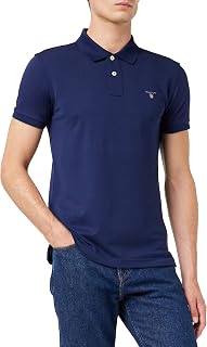 GANT Original Slim Pique SS Rugger Men's Polo Shirt, Blue Evening, Size M, Night Blue, M