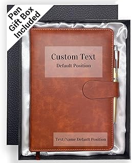 Personalized Notebook with Gift Box & Pen, Custom Text Leather Journal | Custom Gift for Men, Women, Friend, Engraved Journals To Write In, Birthday Anniversary Corporate, Keepsake, Business Gift