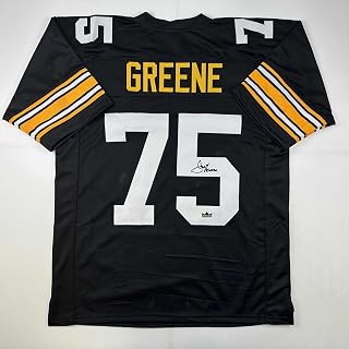 Facsimile Autographed Mean Joe Greene Pittsburgh Black Reprint Laser Auto Football Jersey Size Men's XL
