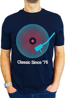 1976 Vinyl Record Neon - Classic Since - 50th Birthday Gift | Present Mens T-Shirt