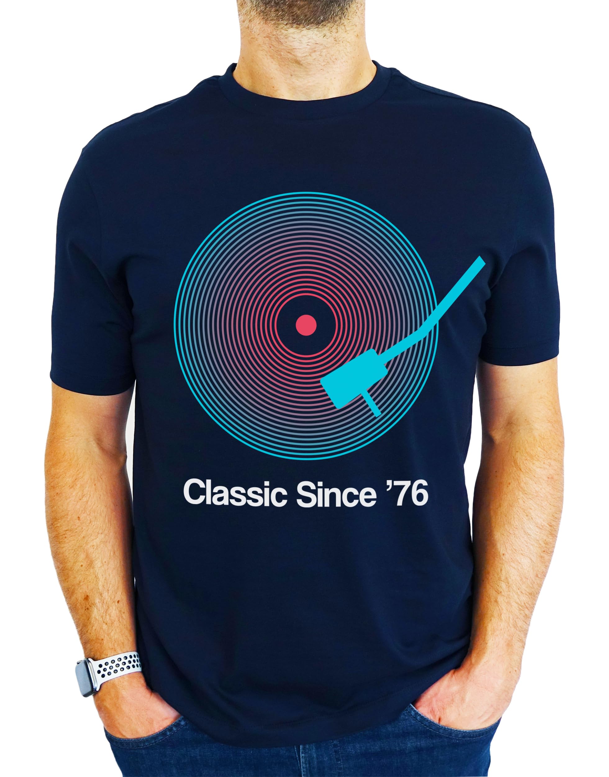 1976 Vinyl Record Neon - Classic Since - 50th Birthday Gift | Present Mens T-Shi