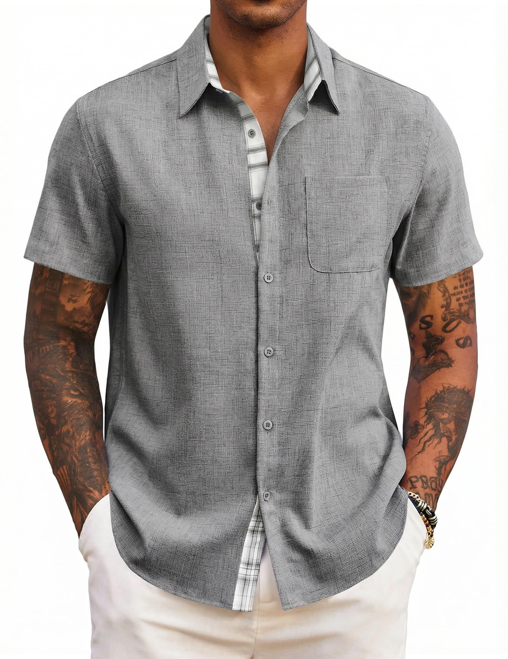COOFANDY Men's Short Sleeve Regular Casual Summer Lightweight Beach Holiday Shir