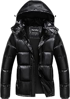 Pursky Women's Warm Winter Thicken Coat Waterproof Cropped Jackets Parka With Removable Hood