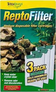 Tetra ReptoFilter Medium Filter Cartridges for Terrariums, 3 Count | For TetraFauna ReptoFilter 20 gal, Viquarium & Decorative ReptoFilter, Removea Debris, Waste & Odors, Replace Every 4 Weeks