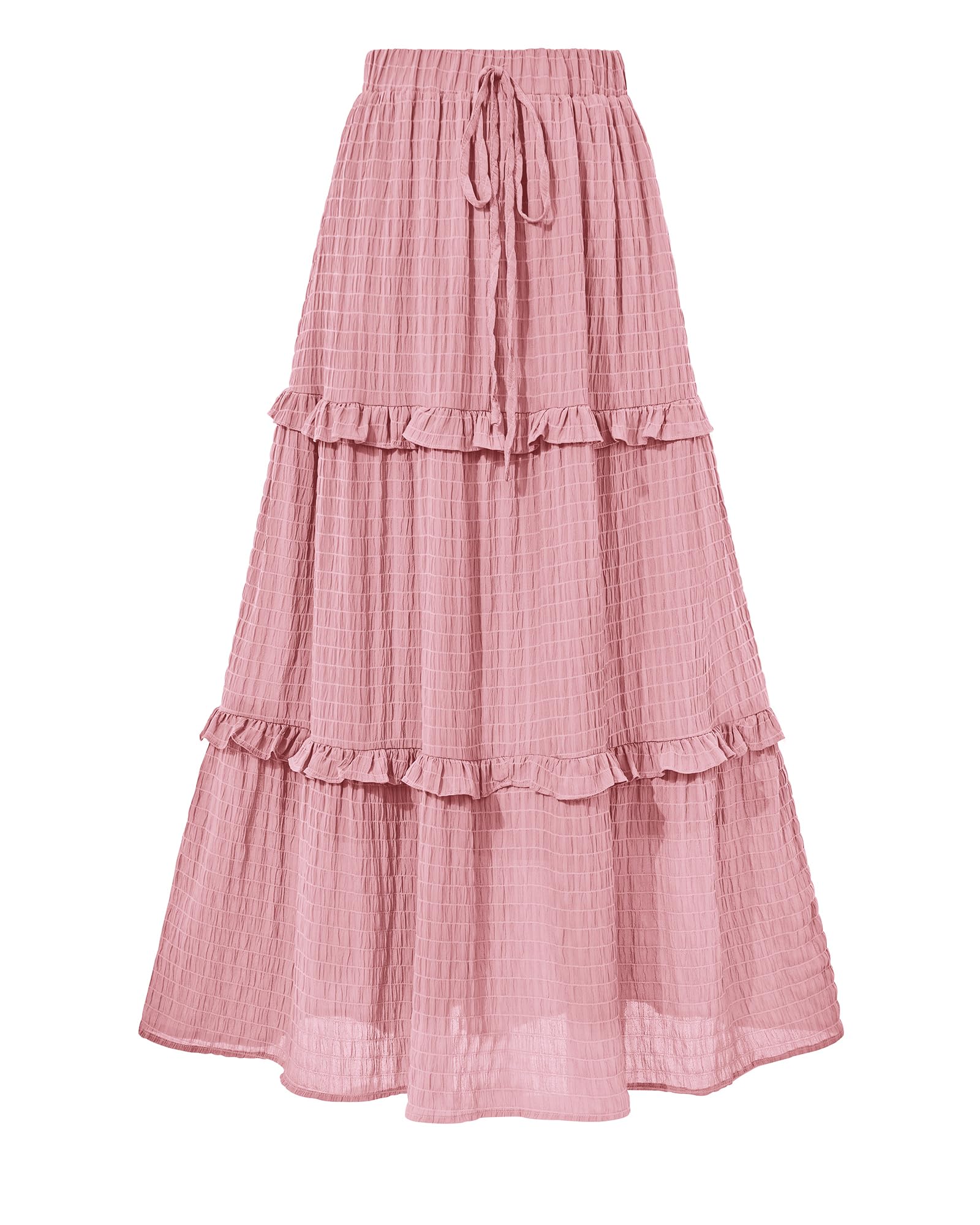 BTFBM Casual Solid Maxi Skirt Fall Clothes Flared A-Line Skirts for Women
