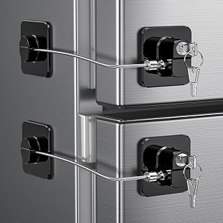 2 Pack Refrigerator Locks with 4 Keys, Child Safety Lock for Fridge Door Locks, Cabinets, Freezer, Desk Drawers, Wardrobes, Closets, Windows-No Tools Need or Drill (Patent)