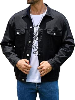 Bindefon Men's Trucker Style Denim Jacket Unlined Denim Jacket Casual Jacket for Spring and Autumn