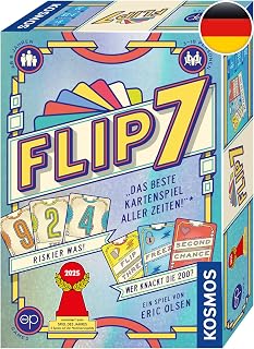 Kosmos Flip 7 Card Game with Quick and Easy Black Jack Principle | German edition, for 3-18 people aged 8 and up, fun game for large groups, nominated for Game of the Year 2025