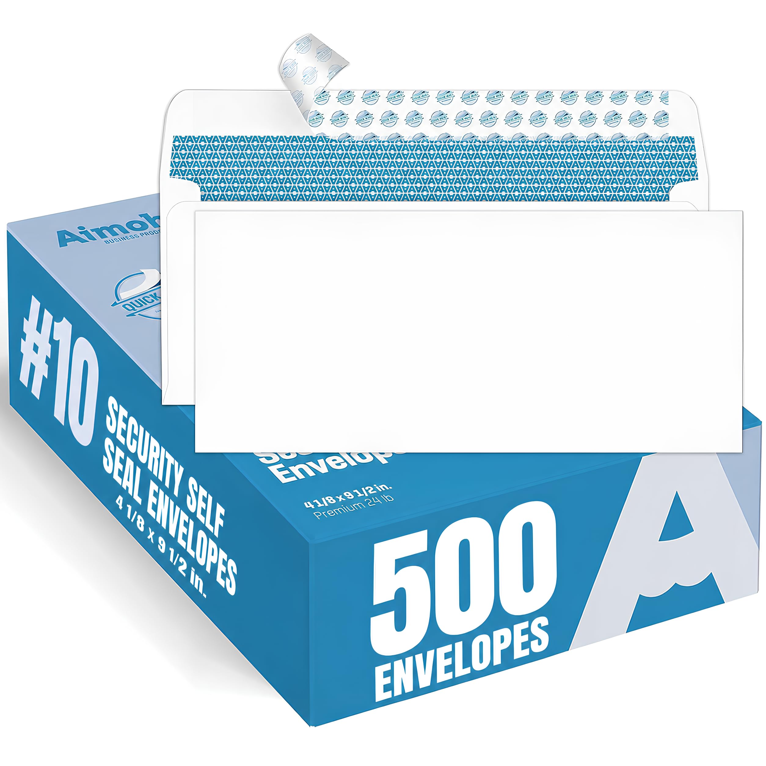 Aimoh#10 Business Envelopes Letter Size Windowless Self Seal Security 500ct | Pr