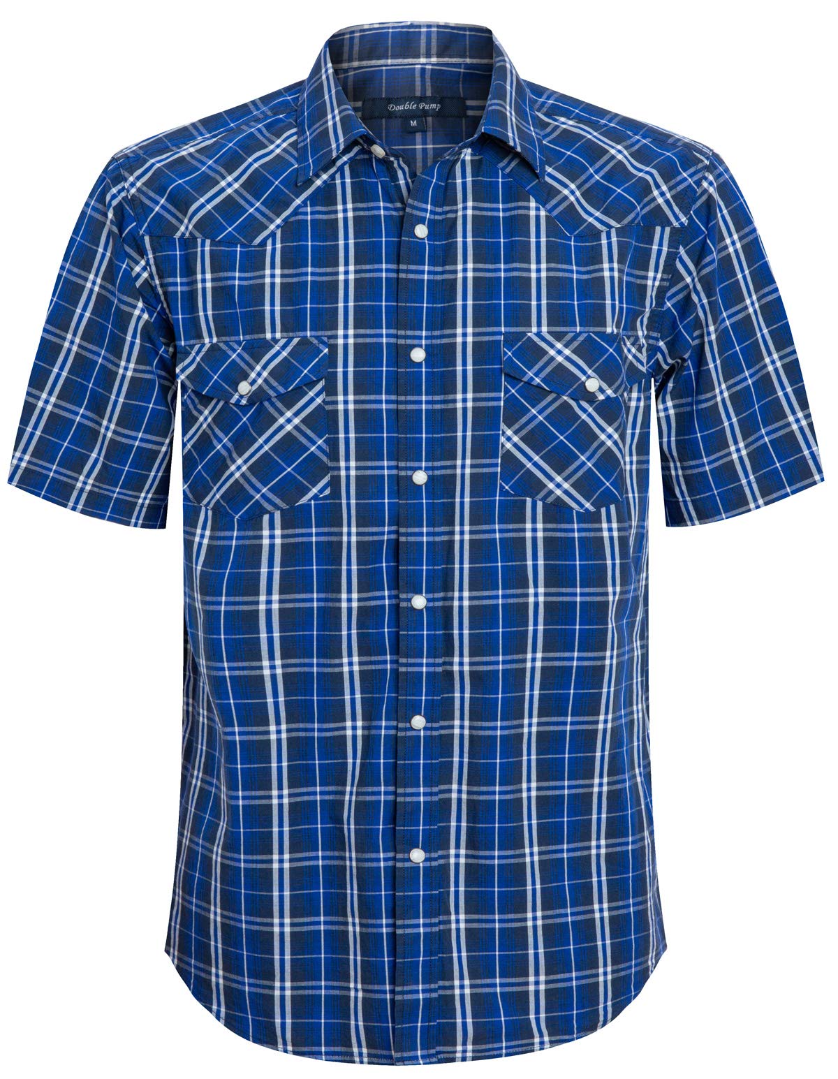Men's Short Sleeve Western Style Button Down Shirt Pearl Casual Regular Fit Chec